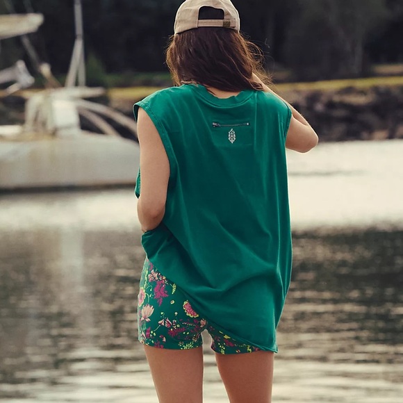 Free People Movement | Hot Shot Micro Set - Heritage Green Floral  - Size L NWT - Picture 2 of 9